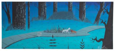 Lot #1038 Eyvind Earle concept panorama storyboard painting from Lady and the Tramp