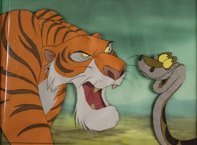 Lot #1016 Shere Khan and Kaa production cels on master background from The Jungle Book - Image 2