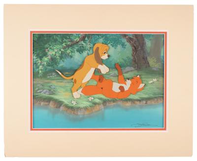 Lot #1018 Tod and Copper production cel and production background from The Fox and the Hound - Image 1