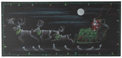 Lot #1023 Jack Skellington, Zero, and Reindeer production concept storyboard painting from Nightmare Before Christmas - Image 1