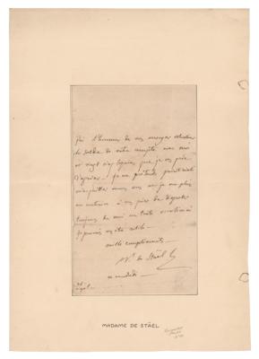 Lot #674 Madame de Stael Autograph Letter Signed - Image 1