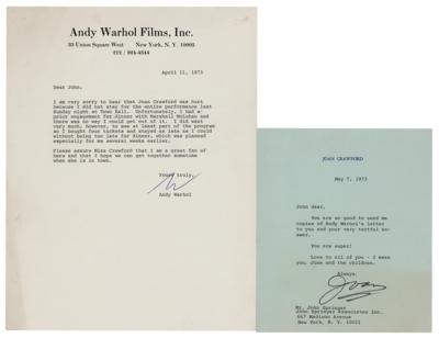 Lot #620 Andy Warhol and Joan Crawford (2) Typed Letters Signed