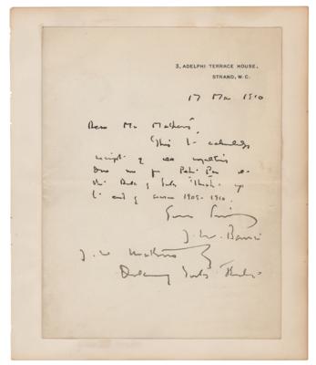 Lot #622 James M. Barrie Autograph Letter Signed - Image 1