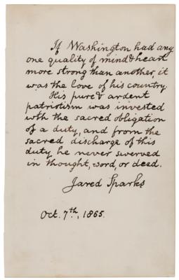 Lot #165 George Washington: Jared Sparks Autograph Manuscript Signed - Image 1