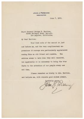 Lot #458 John J. Pershing Typed Letter Signed
