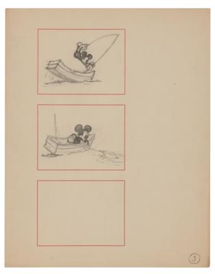 Lot #1060 Mickey Mouse concept storyboard drawing from Fishin' Around - Image 1