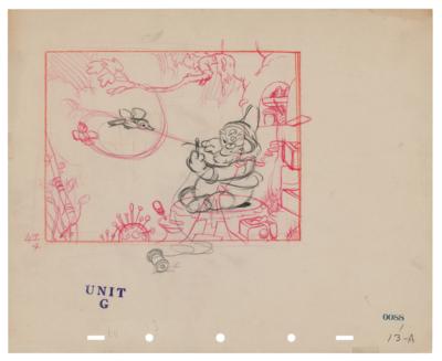 Lot #1081 Happy storyboard drawing from Snow White and the Seven Dwarfs - Image 1