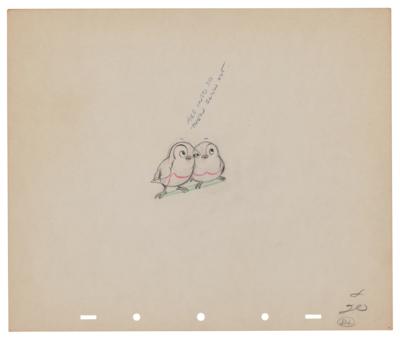 Lot #1088 Bluebirds production drawing from Snow White and the Seven Dwarfs - Image 1