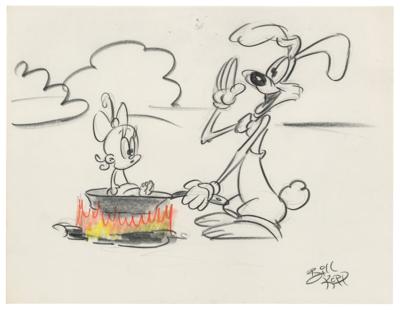Lot #1146 Roger Rabbit and Baby Herman production storyboard drawing from Tummy Trouble - Image 1