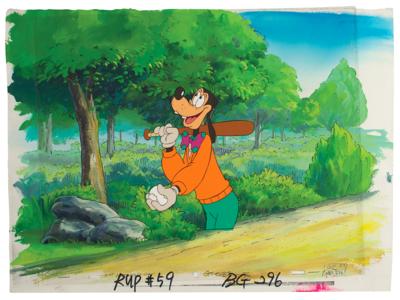 Lot #1149 Goofy production cel and production background from Goof Troop - Image 1