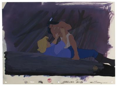 Lot #1026 John Smith and Kocoum production master background and special cel from Pocahontas - Image 1