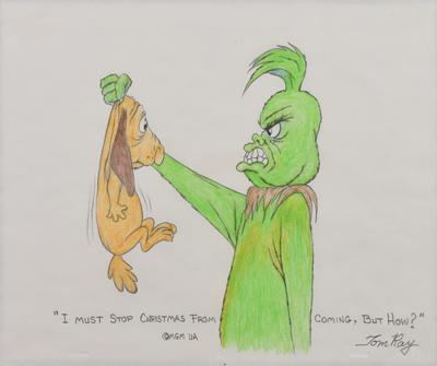 Lot #1044 Grinch and Max original drawing by Tom