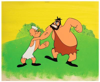 Lot #1210 Popeye and Brutus production cel and production background from Popeye the Sailor - Image 1