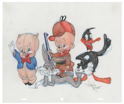 Lot #1169 Bugs Bunny, Daffy Duck, Porky Pig, and Elmer Fudd original drawing by Virgil Ross