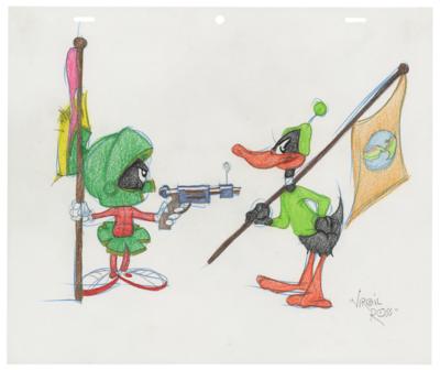 Lot #1170 Marvin Martian and Daffy Duck original drawing by Virgil Ross