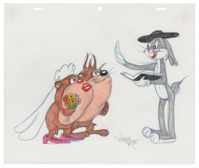 Lot #1171 Taz, Bride, and Bug Bunny original drawing by Virgil Ross