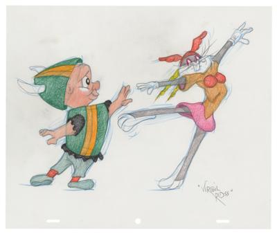 Lot #1174 Bugs Bunny and Elmer Fudd original drawing by Virgil Ross