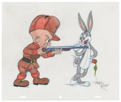 Lot #1175 Bugs Bunny and Elmer Fudd original drawing by Virgil Ross