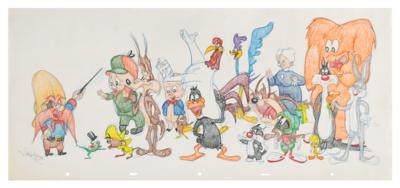 Lot #1043 Looney Tunes original panorama drawing by Virgil Ross