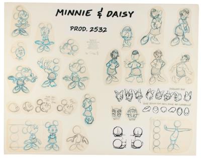 Lot #1021 Minnie Mouse and Daisy Duck paste-up model sheet from Swabbies signed by Darrell Van Citters