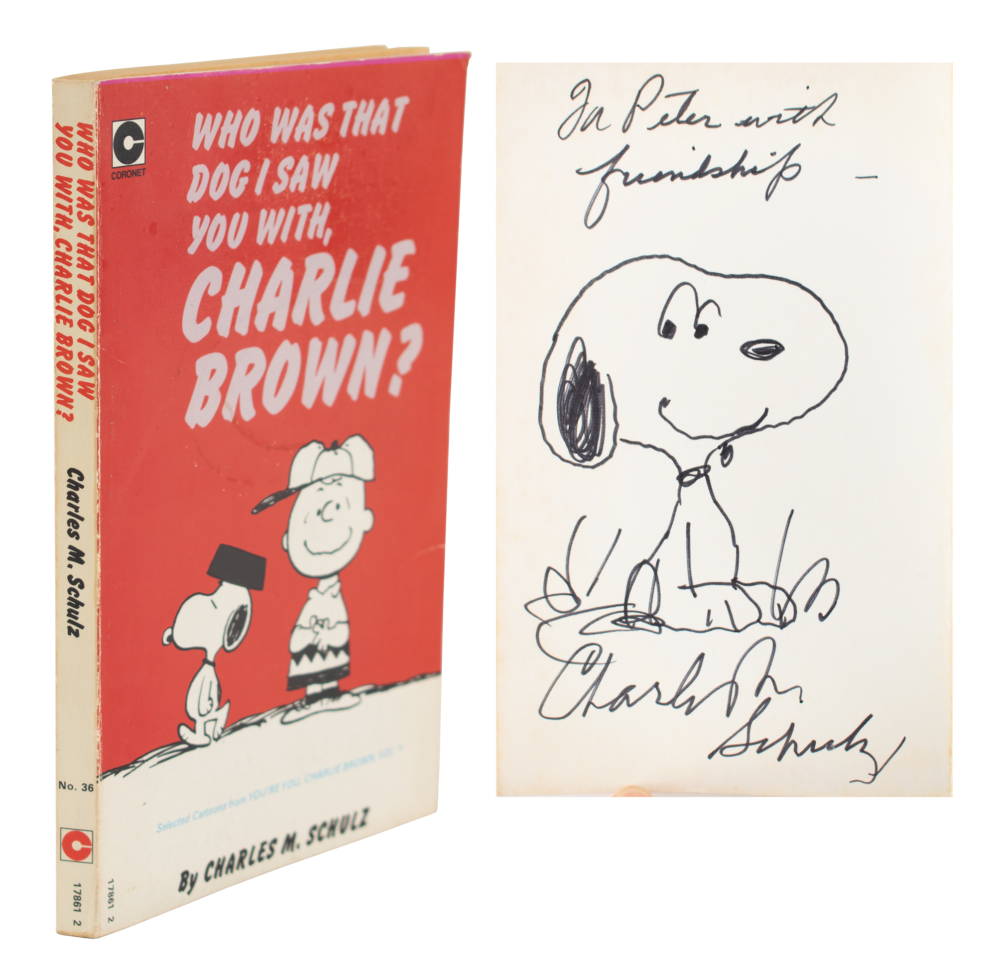 Lot #1051 Charles Schulz Signed Book with Sketch
