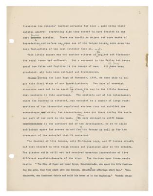 Lot #213 Howard Carter Hand-Annotated Chapter Typescript for The Tomb of Tutankhamun - Image 2