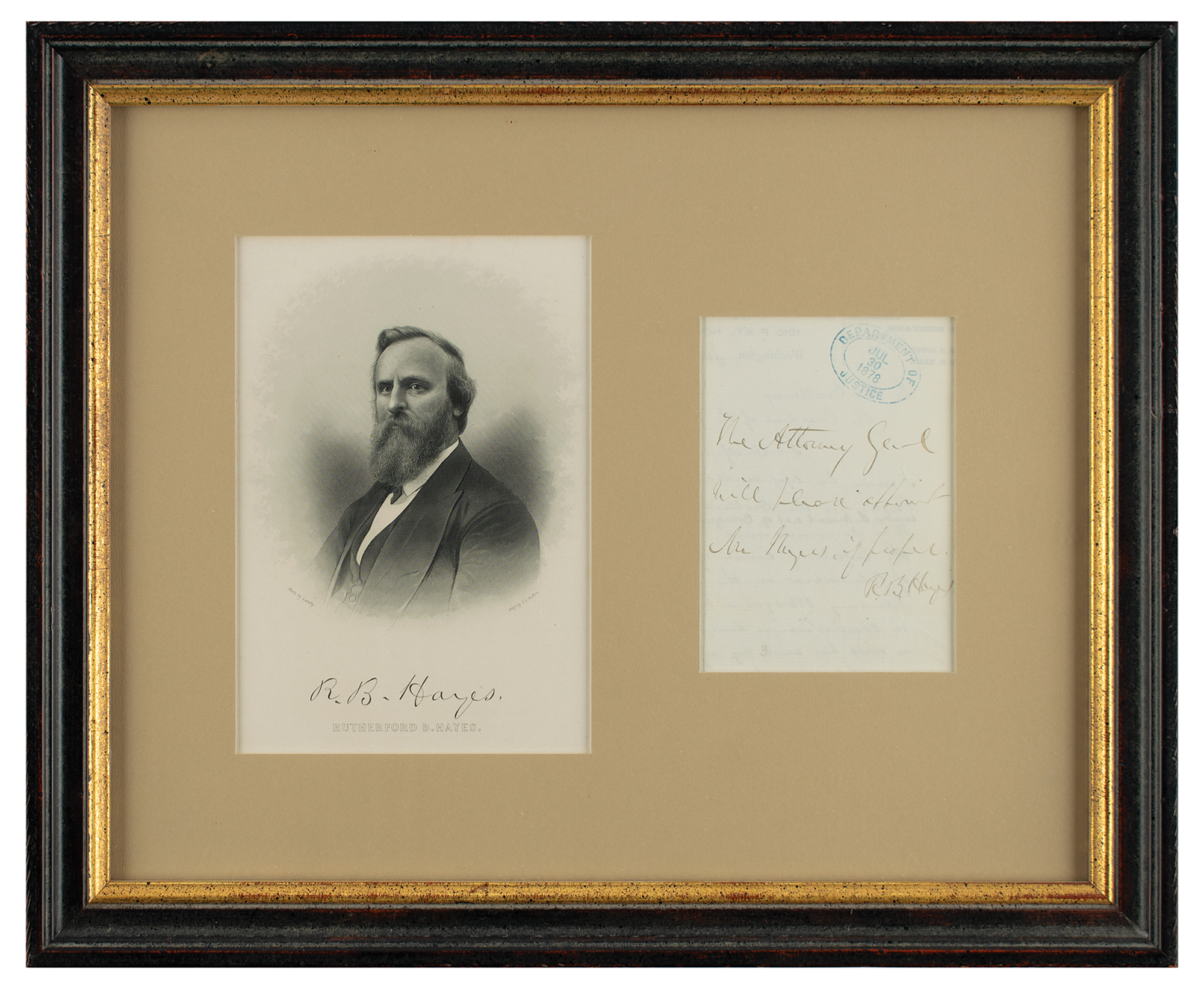 Lot #30 Rutherford B. Hayes Autograph Endorsement Signed as President
