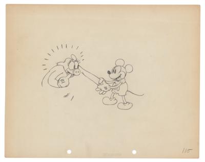 Lot #1061 Mickey Mouse and Pig production drawing from The Whoopee Party - Image 1