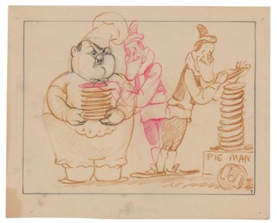 Lot #1094 Laurel and Hardy production storyboard drawing from Mother Goose Goes Hollywood