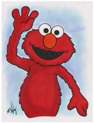 Lot #1058 Elmo cartoon story illustration for a Sesame Street signed by Scott Neely - Image 1