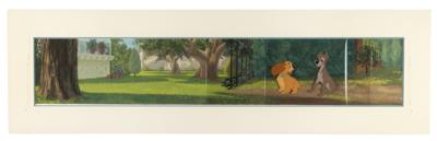Lot #1004 Lady and Tramp production cels on a panoramic master background from Lady and the Tramp - Image 2