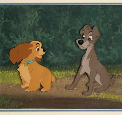 Lot #1004 Lady and Tramp production cels on a panoramic master background from Lady and the Tramp - Image 4