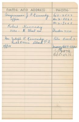 Lot #51 John F. Kennedy's Signed Personal 1947-52 Address Book and Initialed Invoice - Image 3