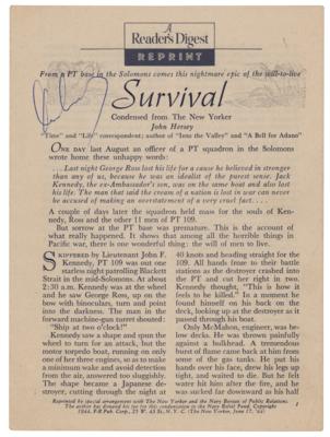 Lot #53 John F. Kennedy Signed 'Survival' Booklet