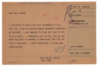 Lot #54 John F. Kennedy (2) Hand-Annotated Presidential Papers and Telegram - Image 2
