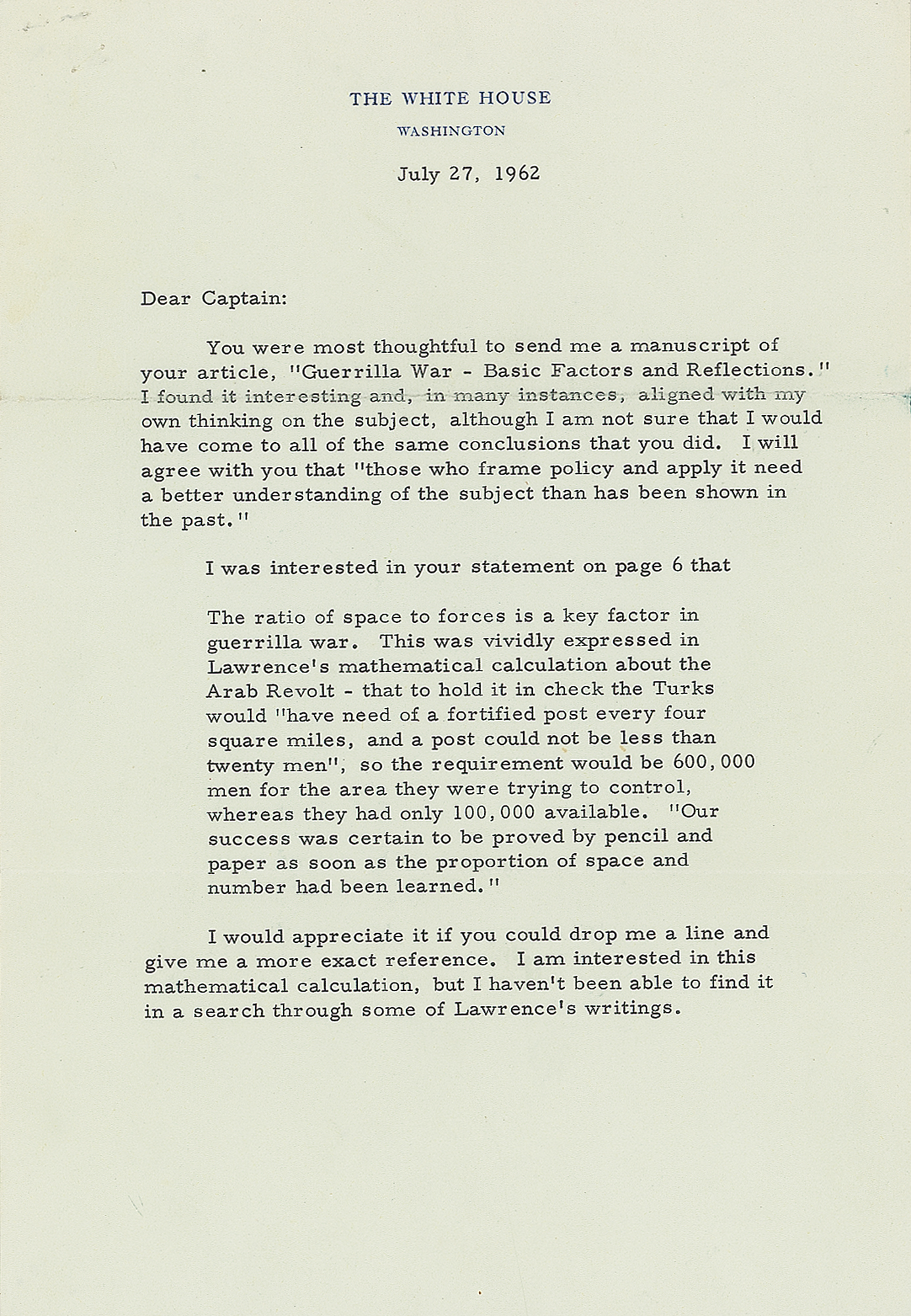 Lot #48 John F. Kennedy Typed Letter Signed as President
