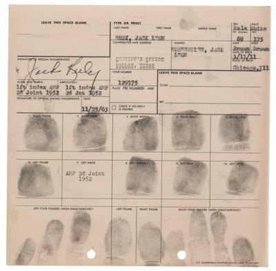 Lot #223 Jack Ruby Signed Fingerprint Card from Nov. 25, 1963