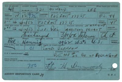 Lot #221 Lee Harvey Oswald 1953 Arrest Card