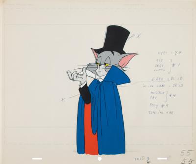 Lot #1045 Tom (13) production cels and matching drawings from a Tom and Jerry cartoon