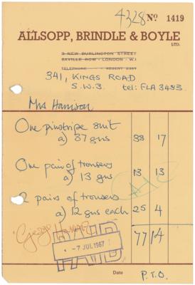 Lot #4026 George Harrison Signed Receipt