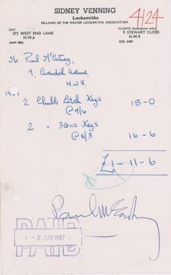 Lot #4022 Paul McCartney Signed Receipt