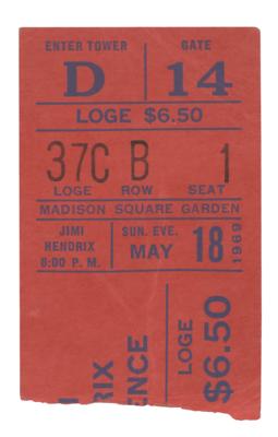 Lot #4085 Jimi Hendrix Experience 1969 Madison Square Garden Ticket Stub and Original U.S. Tour 'Electric Church' Program - Image 1