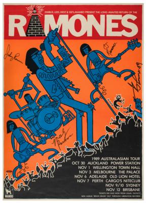 Lot #4480 Ramones Signed 1989 Australasian Tour Poster