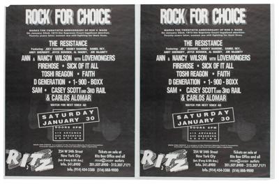 Lot #4496 Ramones: 1993 Rock for Choice (2) Posters - Image 1