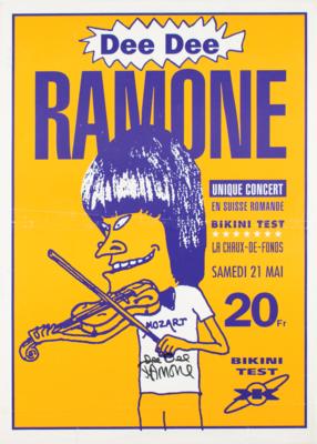 Lot #4464 Dee Dee Ramone Signed Concert Poster