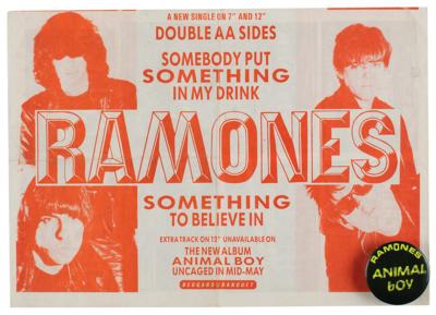 Lot #4500 Ramones Animal Boy Handbill and Pin - Image 1