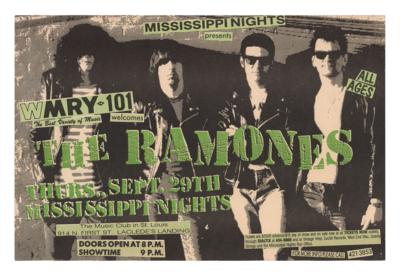 Lot #4471 Ramones 1987 St. Louis Concert Poster with Elvis Ramone