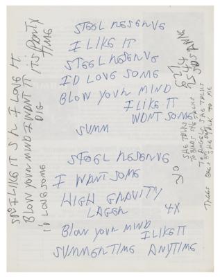 Lot #4465 Joey Ramone Handwritten Lyrics for 'High Gravity Lager' - Image 1