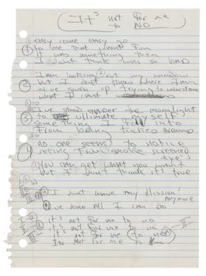 Lot #4466 Dee Dee Ramone Handwritten Lyrics for 'It's Not for Me to Know' - Image 1