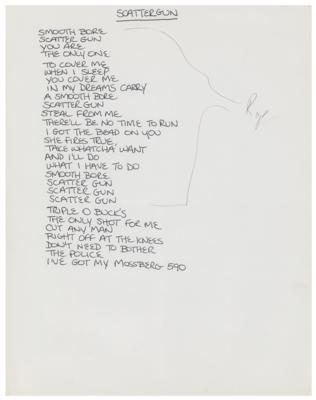 Lot #4468 CJ Ramone Handwritten Lyrics for 'Scattergun'